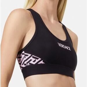 VERSACE GRECA SIGNATURE ACCENT SPORTS BRA BLACK-PINK - Size 3 = M NWT